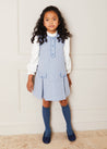 Jaqcuard Sleeveless Pinafore Dress In French Blue (18mths-10yrs) DRESSES  from Pepa London