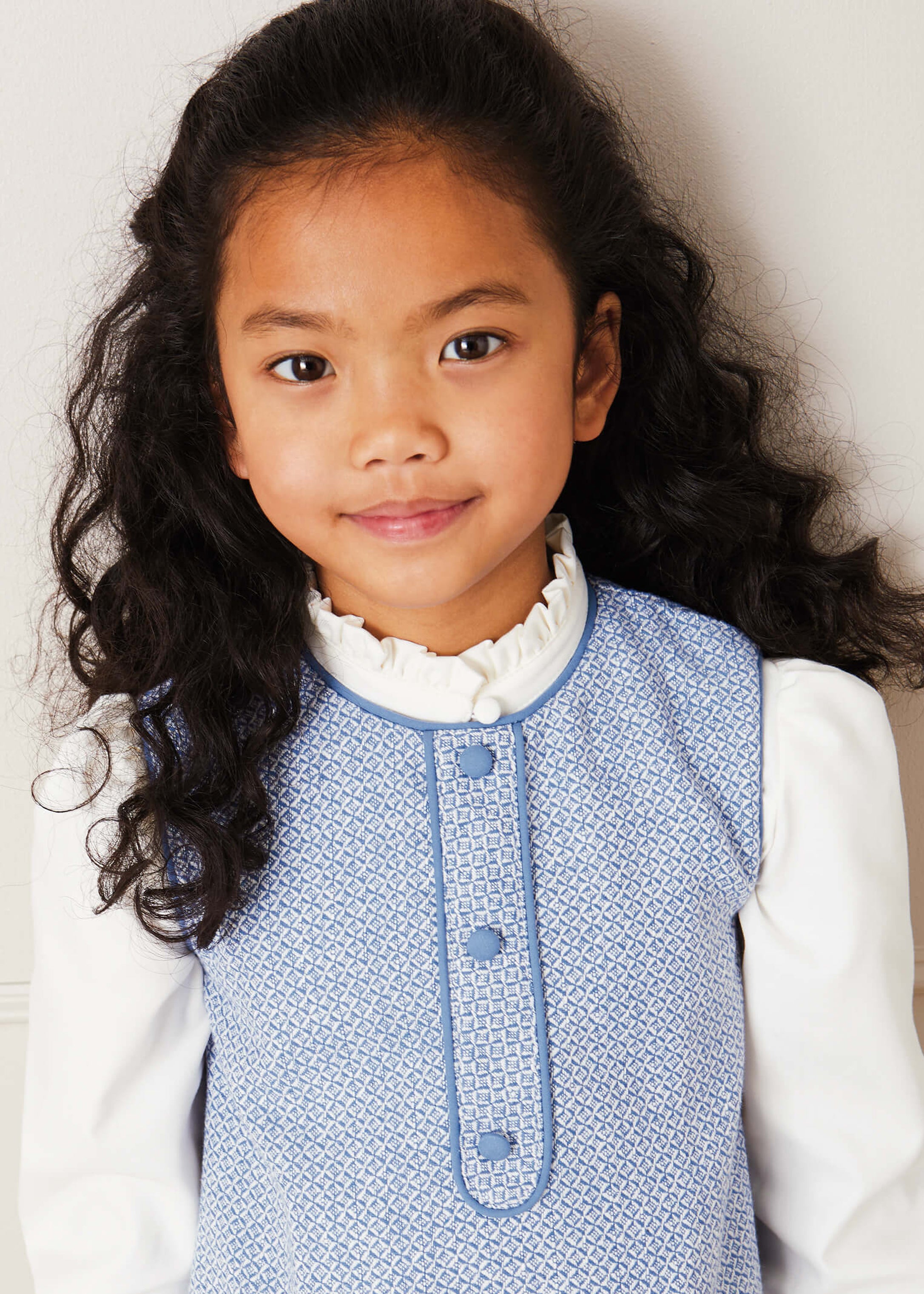 Mao Collar Romantic Blouse in White (18mths-10yrs) Blouses from Pepa London
