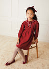 Ruffle Collar Long Sleeve Knitted Dress In Red (4-10yrs) DRESSES  from Pepa London