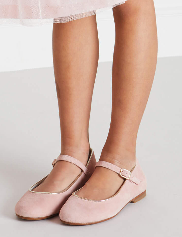 Girls Suede Pink Mary-Jane Shoes (24-34EU) Shoes  from Pepa London
