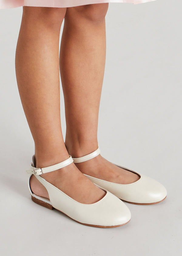 Open Heel Strappy Leather Sandals in Ivory (25-34EU) Shoes  from Pepa London