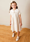 Waterford Striped Mariner Collar Double Breasted Short Sleeve Dress in Beige (12mths-10yrs) DRESSES from Pepa London