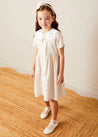 Waterford Striped Mariner Collar Double Breasted Short Sleeve Dress in Beige (12mths-10yrs) DRESSES from Pepa London