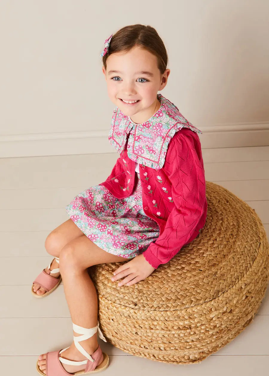 Viola Floral Smocked Waistband Skirt in Pink (3-10yrs) SKIRTS from Pepa London
