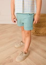 Plain Insignia Elasticated Waistband Shorts in Sage Green (12mths-4yrs) Shorts from Pepa London