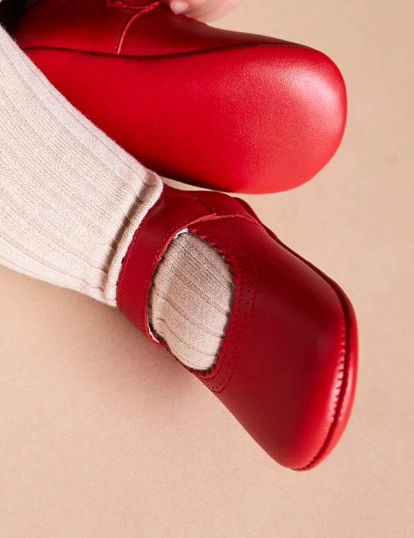 Leather Mary Jane Pram Shoes in Red (17-20EU) Shoes  from Pepa London