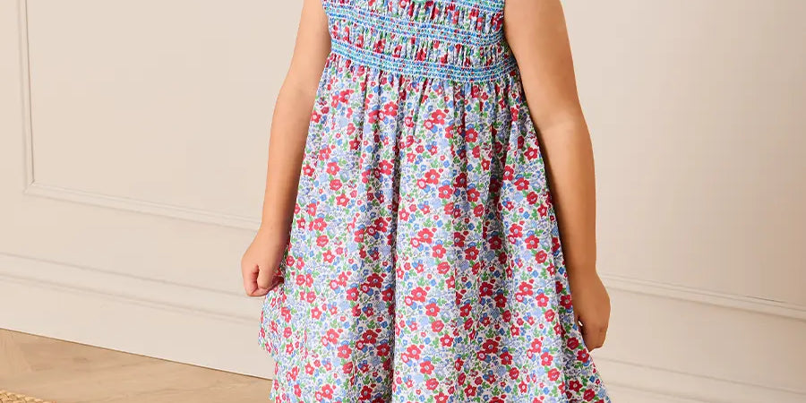 Emilia Floral Embroidered Collar Sleeveless Dress in Red (12mths- 10yrs) DRESSES from Pepa London