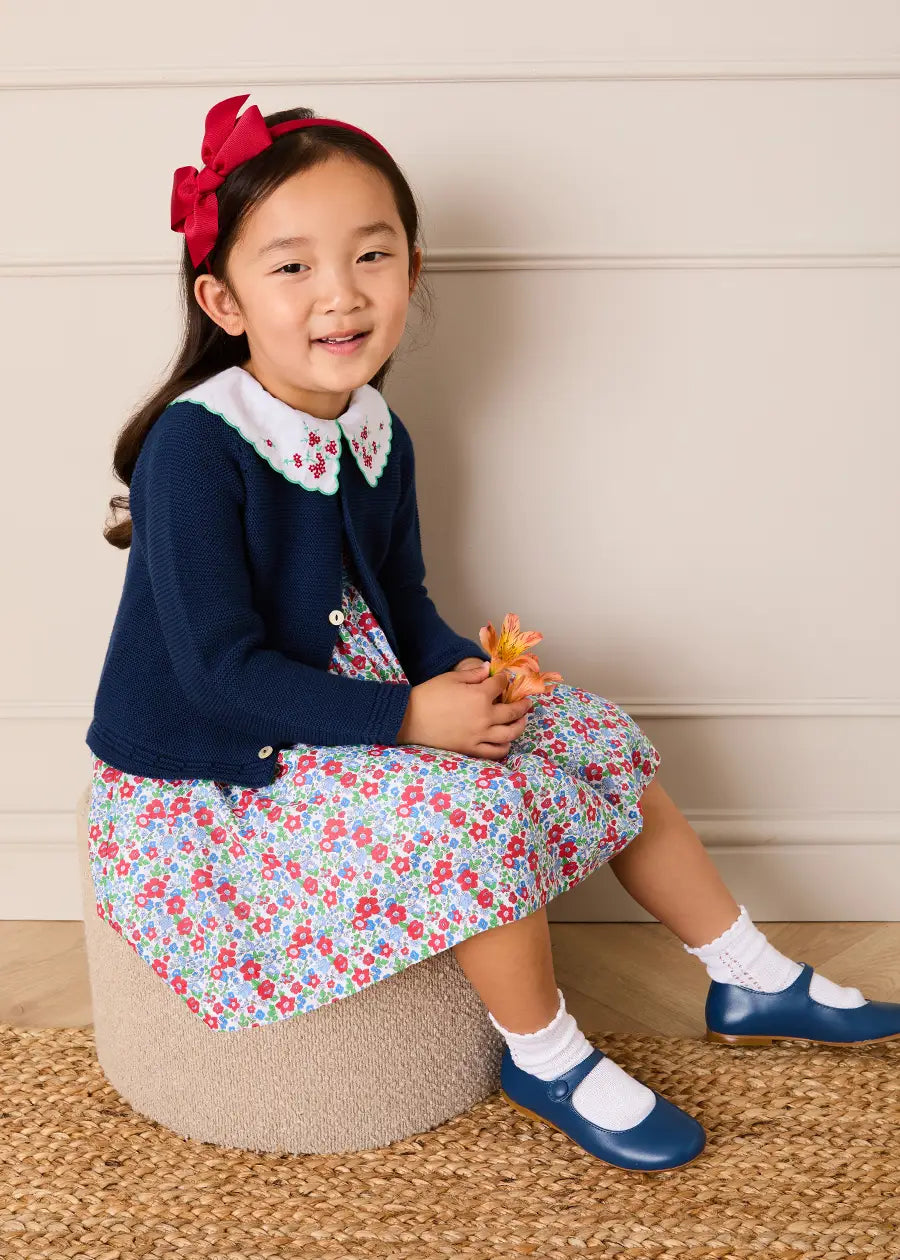 Emilia Floral Embroidered Collar Sleeveless Dress in Red (12mths- 10yrs) DRESSES from Pepa London