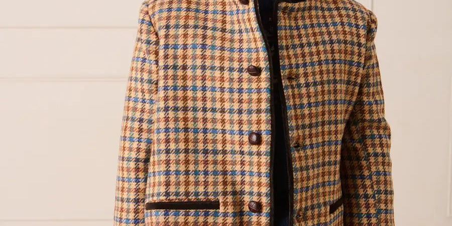 Vincent Check Austrian Single Breasted Jacket in Brown (18mths-10yrs) Coats from Pepa London
