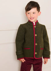 Austrian Single Breasted Contrast Trim Jacket in Green (18mths-10yrs)