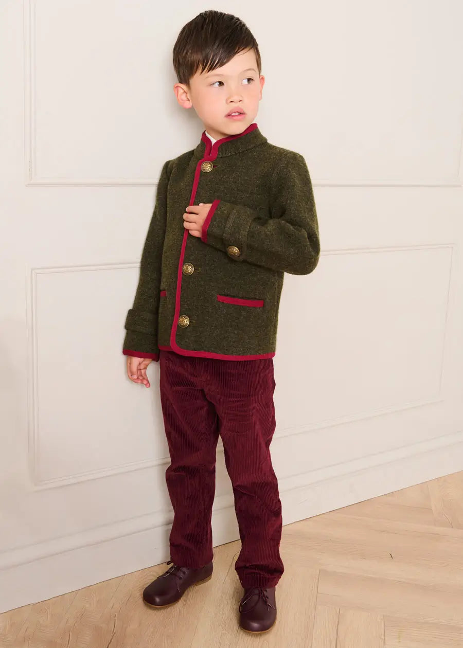 Corduroy Five Pocket Trousers in Burgundy (4-10yrs)