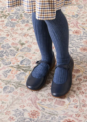 Leather Mary Jane Shoes in Navy (24-35EU)