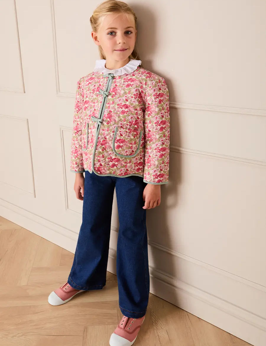 Margret Floral Reversible Quilted Jacket in Pink (4-12yrs) COATS from Pepa London