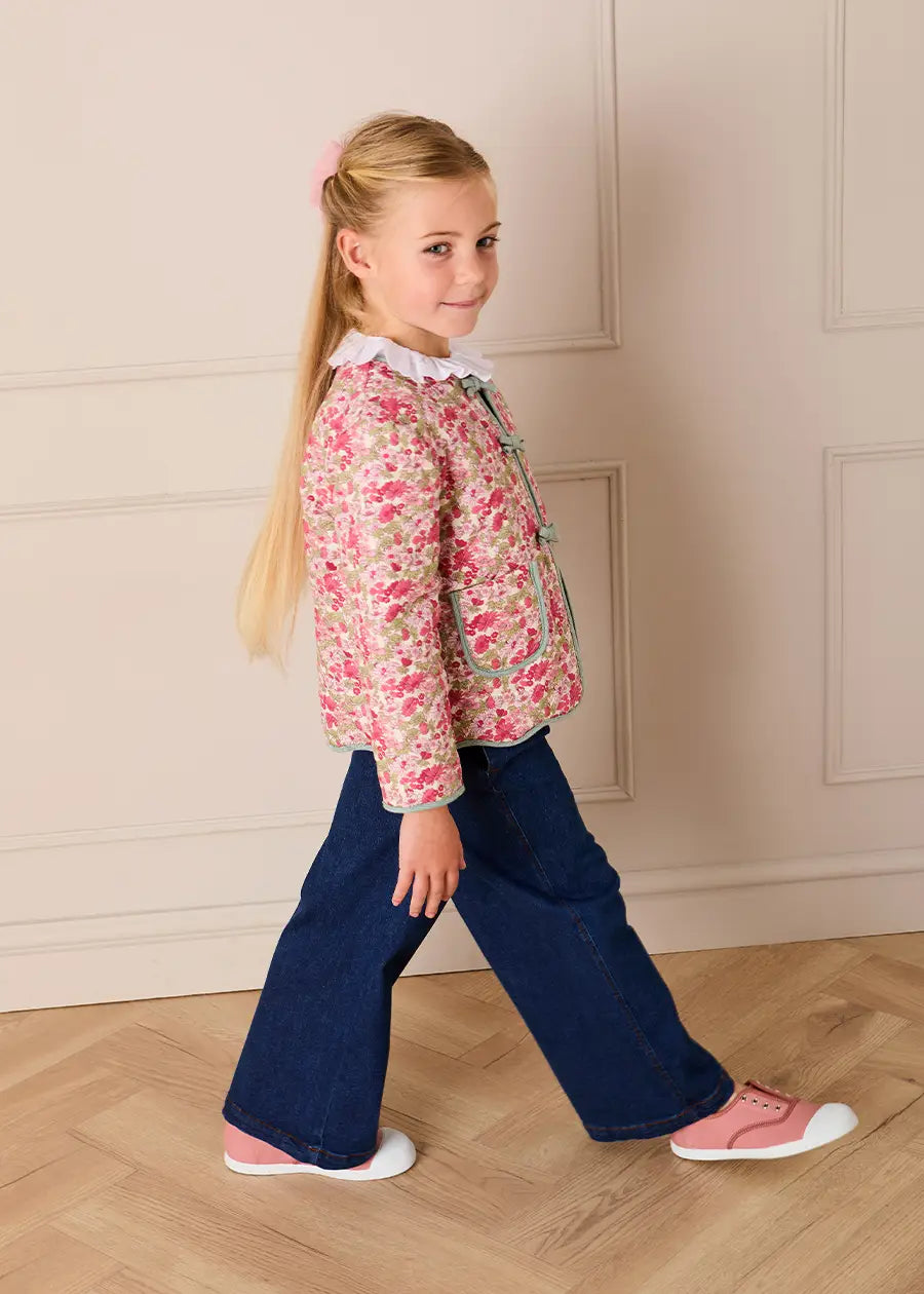 Margret Floral Reversible Quilted Jacket in Pink (4-12yrs) Coats from Pepa London