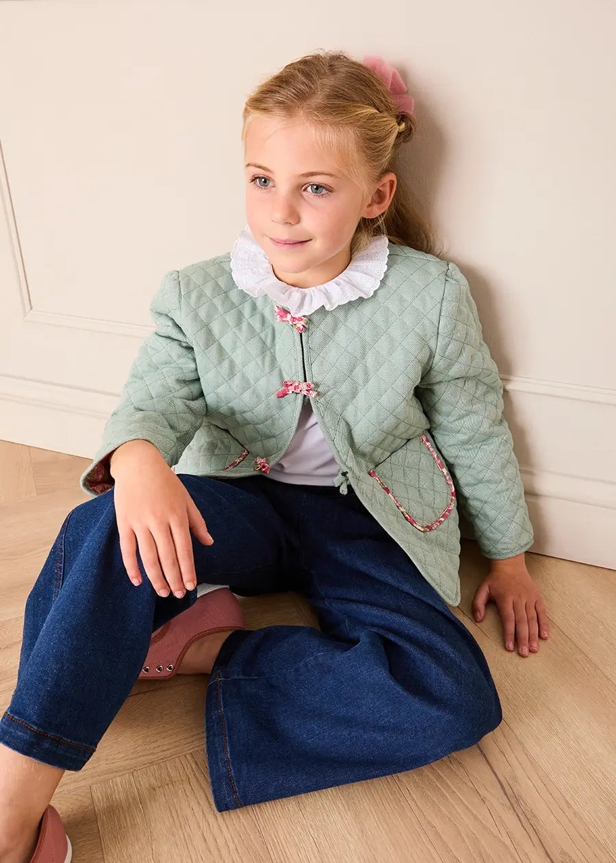 Margret Floral Reversible Quilted Jacket in Pink (4-12yrs) Coats from Pepa London