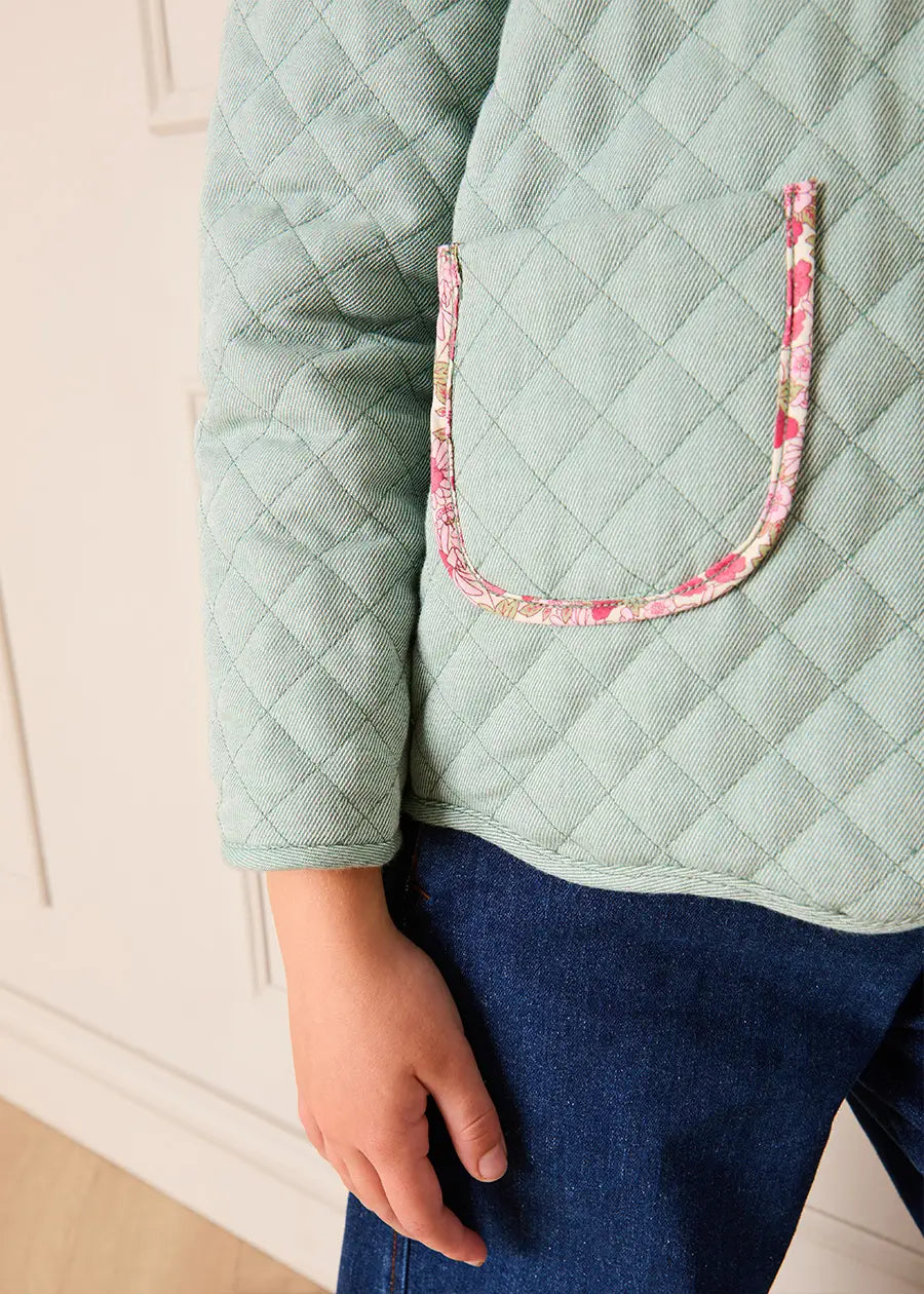 Margret Floral Reversible Quilted Jacket in Pink (4-12yrs) Coats from Pepa London