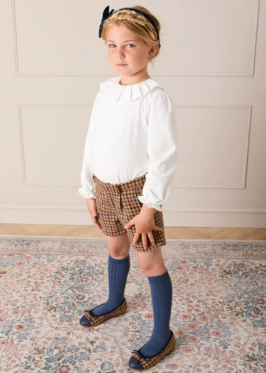 Ruffle Collar Long Sleeve Top In Cream (18mths-10yrs)