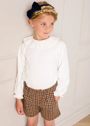 Ruffle Collar Long Sleeve Top In Cream (18mths-10yrs)