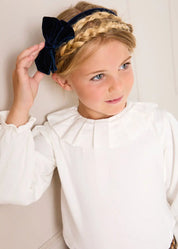 Ruffle Collar Long Sleeve Top In Cream (18mths-10yrs)
