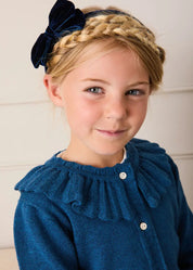 Ruffle Collar Cardigan in Blue (2-10yrs) Knitwear from Pepa London