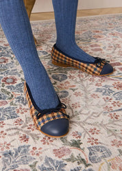 Vincent Check Tweed Ballerina Shoes in Brown (24-35EU) Shoes from Pepa London
