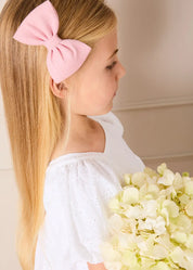 Flower Embroidered Broderie Anglaise Short Sleeve Dress in White (12mths-12yrs) DRESSES from Pepa London