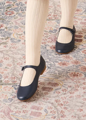 Leather Mary Jane Shoes in Navy (24-35EU)