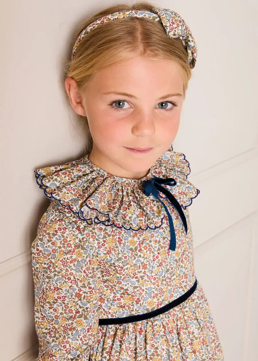 Marianne Floral Medium Bow Hairband in Toffee Made with Liberty Fabric (OS) Hair Accessories from Pepa London