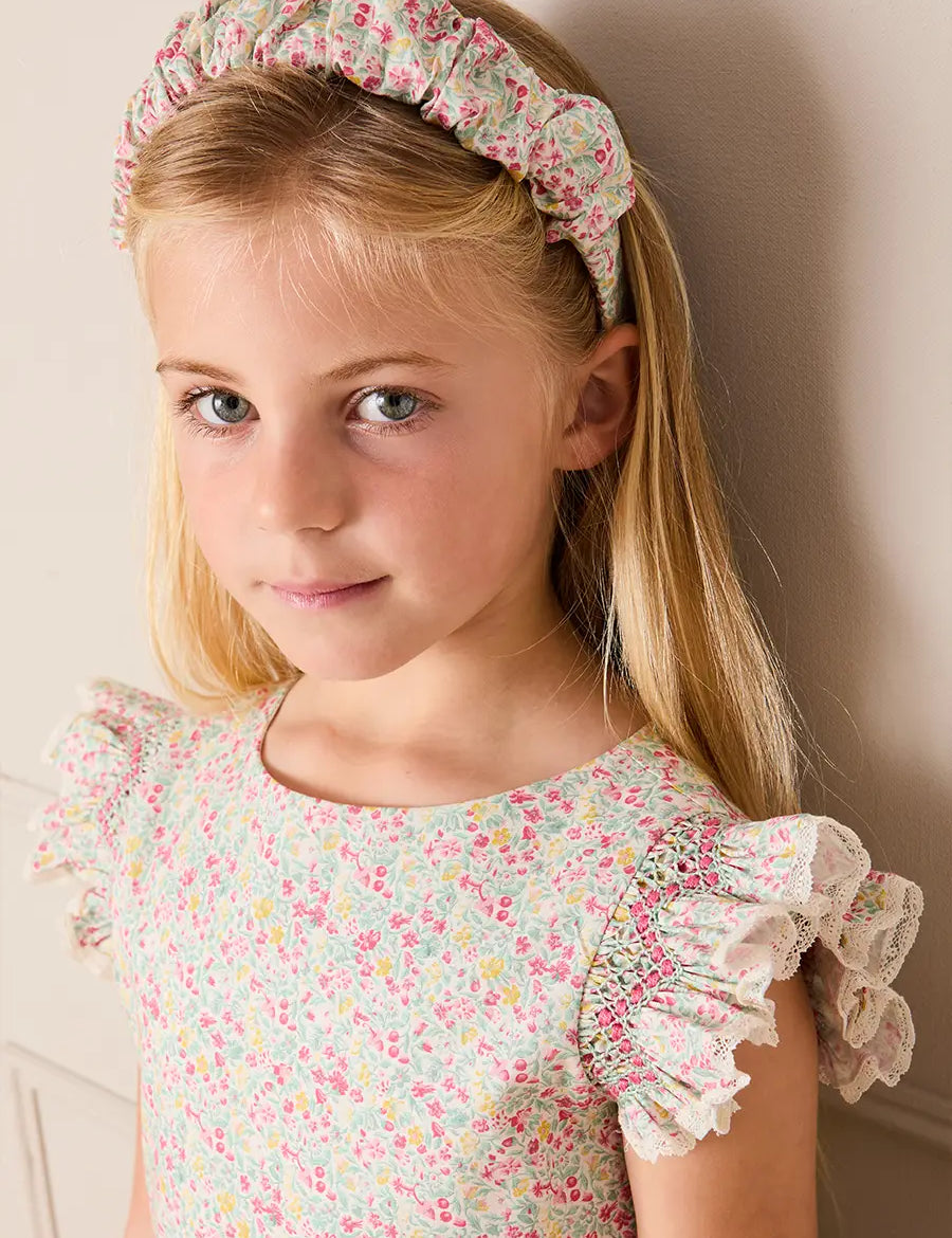 Adelaide Floral Scrunchie Hairband in Pink HAIR ACCESSORIES from Pepa London