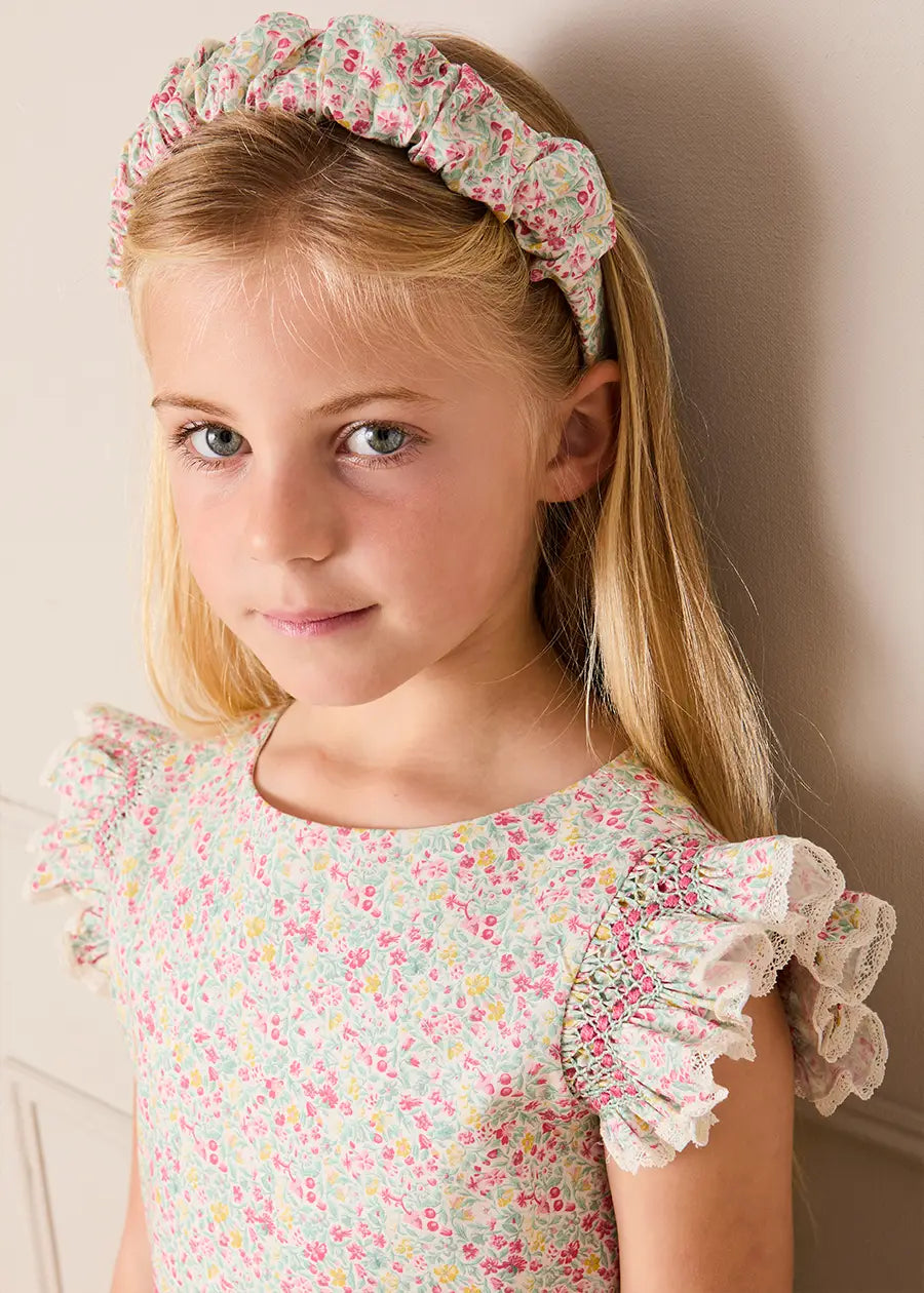 Adelaide Floral Scrunchie Hairband in Pink Hair Accessories from Pepa London