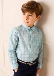 George Check Long Sleeve Shirt in Blue (12mths- 10yrs) SHIRTS from Pepa London