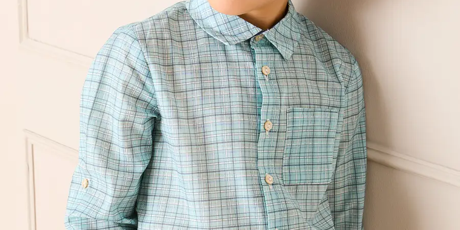 George Check Long Sleeve Shirt in Blue (12mths- 10yrs) SHIRTS from Pepa London