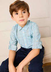 George Check Long Sleeve Shirt in Blue (12mths- 10yrs) SHIRTS from Pepa London