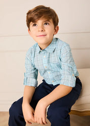 George Check Long Sleeve Shirt in Blue (12mths- 10yrs) SHIRTS from Pepa London
