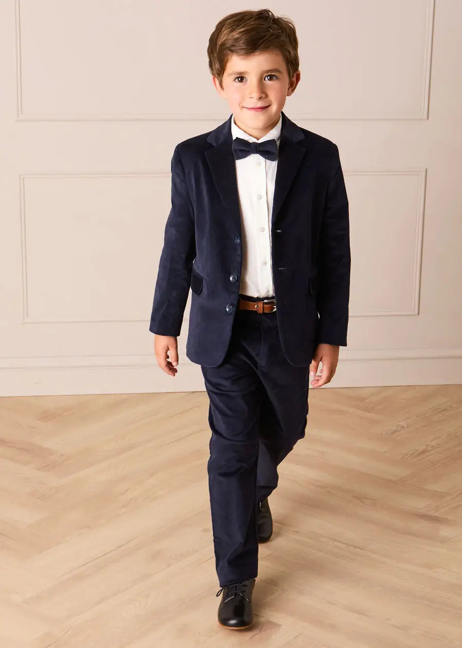 The Navy Velvet Suit Boy Look