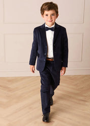 The Navy Velvet Suit Boy Look