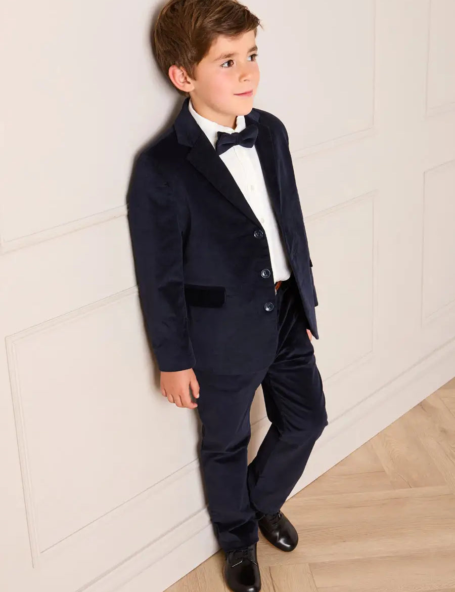 Velvet Pocket Detail Chino Trousers in Navy (4-10yrs) Trousers from Pepa London