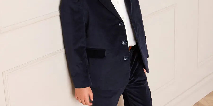 Velvet Pocket Detail Chino Trousers in Navy (4-10yrs) Trousers from Pepa London