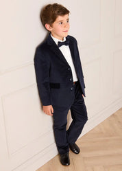 The Navy Velvet Suit Boy Look