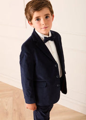 The Navy Velvet Suit Boy Look