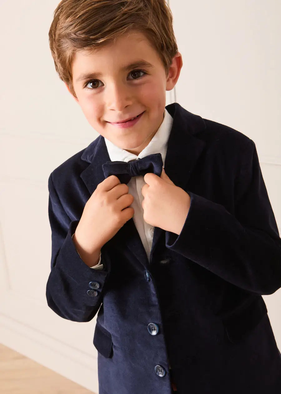 The Navy Velvet Suit Boy Look