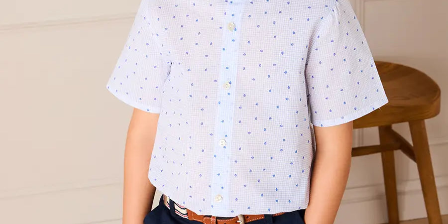 Noah Check Short Sleeve Shirt in Blue (2-10yrs) SHIRTS from Pepa London