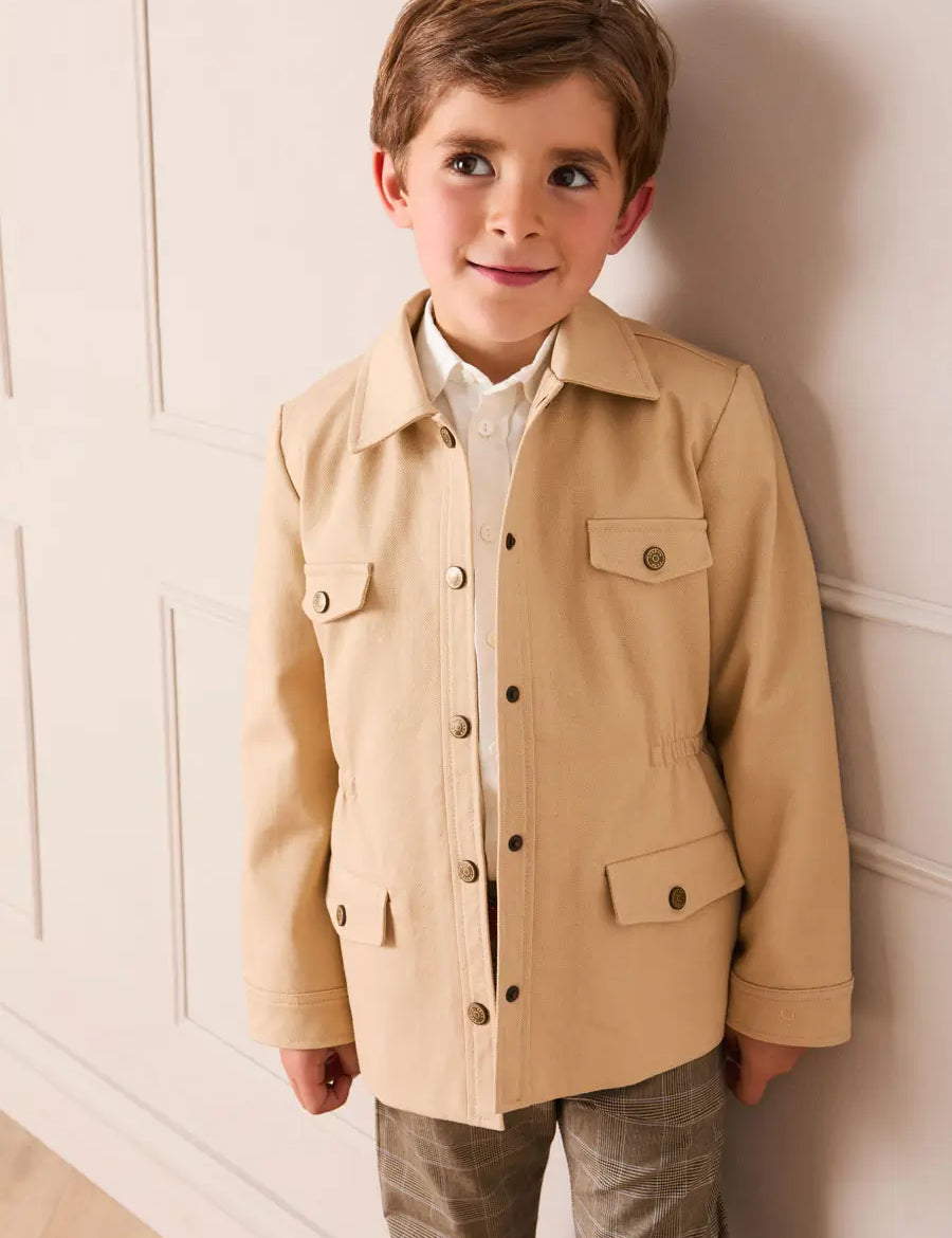 Safari Jacket With Pockets in Beige (4-10yrs) Coats from Pepa London