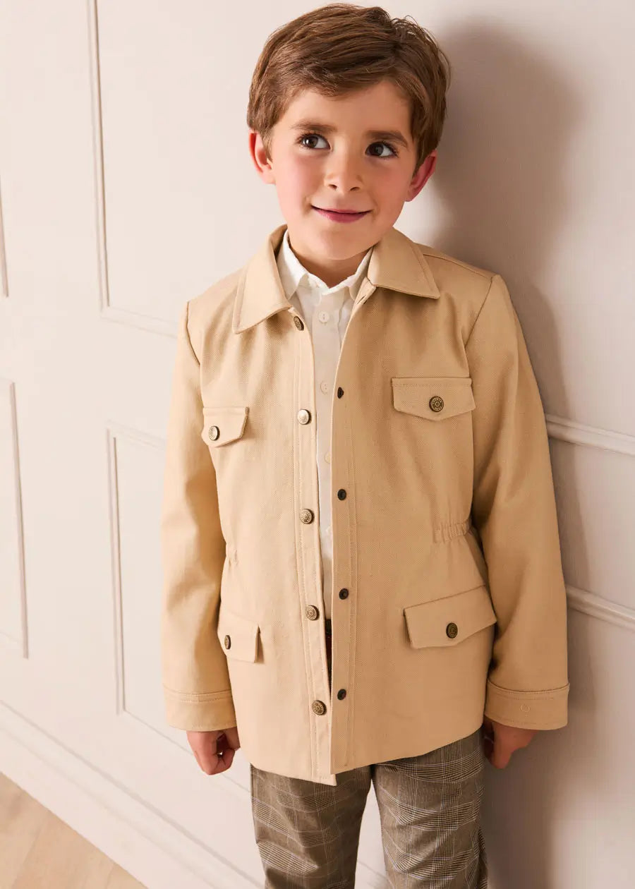 Safari Jacket With Pockets in Beige (4-10yrs) Coats from Pepa London