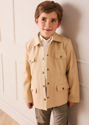 Wilton Check Pocket Detail Trousers in Beige (4-10yrs) Trousers from Pepa London