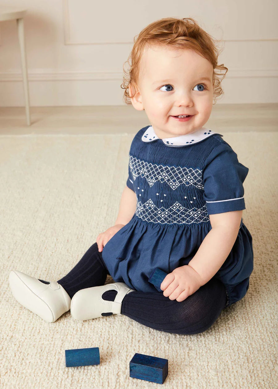 Navy Ribbed Tights (3mths-10yrs) Tights from Pepa London