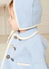 Classic Austrian Contrast Trim Wool Bonnet in Baby Blue (S-L) Knitted Accessories  from Pepa London