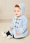 Classic Austrian Contrast Trim Wool Bonnet in Baby Blue (S-L) Knitted Accessories  from Pepa London