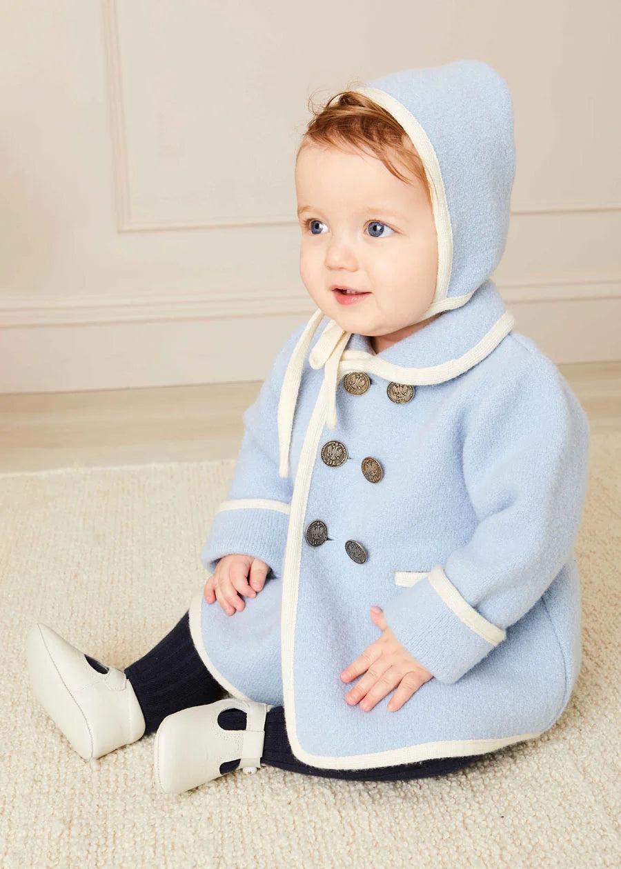 Classic Baby Blue Austrian Wool Coat Pepa London