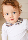 Check Peter Pan Collar Long Sleeve Bodysuit In Beige (1mth-2yrs) TOPS & BODYSUITS  from Pepa London